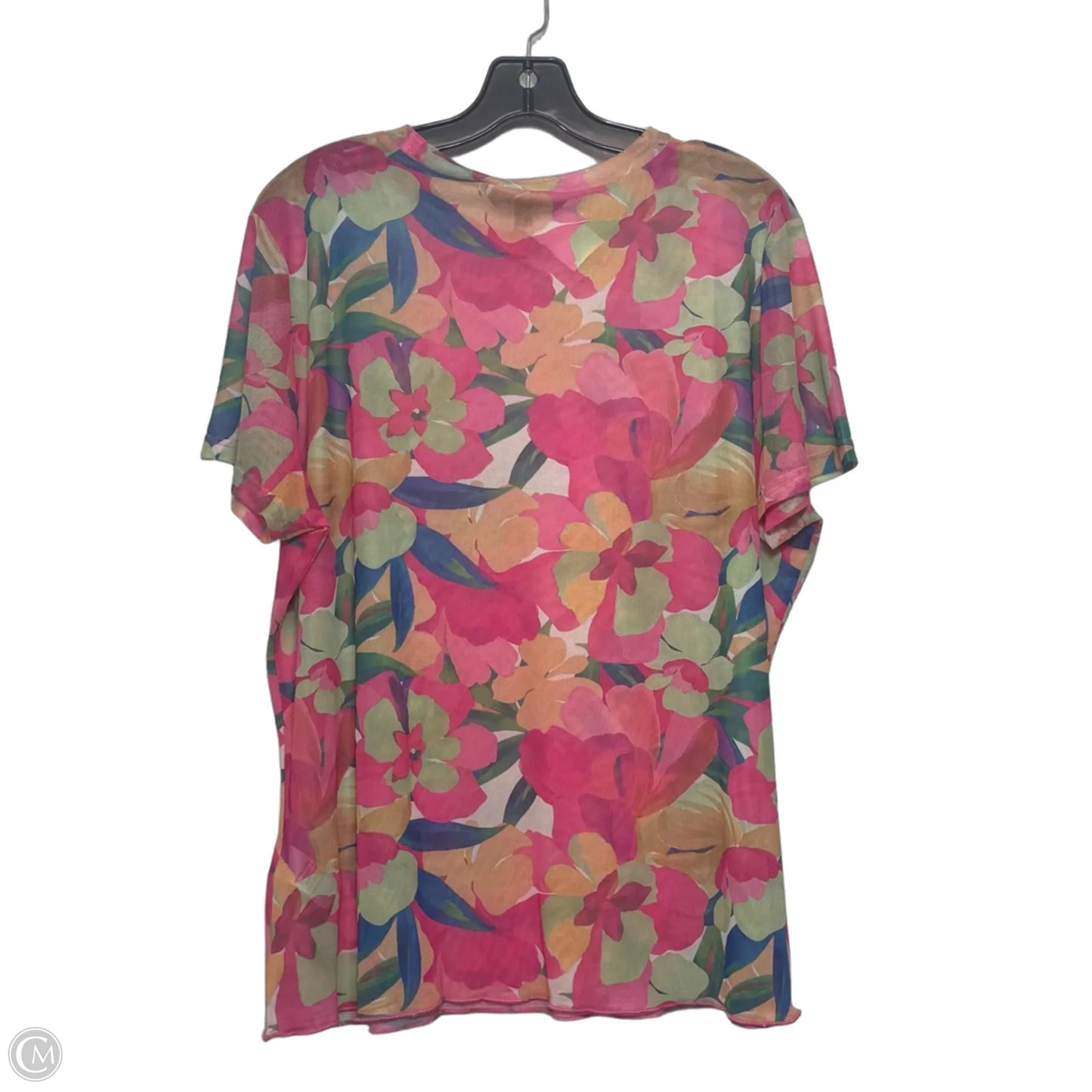 Sheer Top Short Sleeve By Davi & Dani In Pink, Size: 1x
