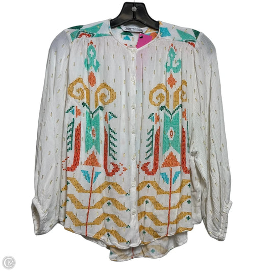Top Long Sleeve By Zara In Multi-colored, Size: Xs