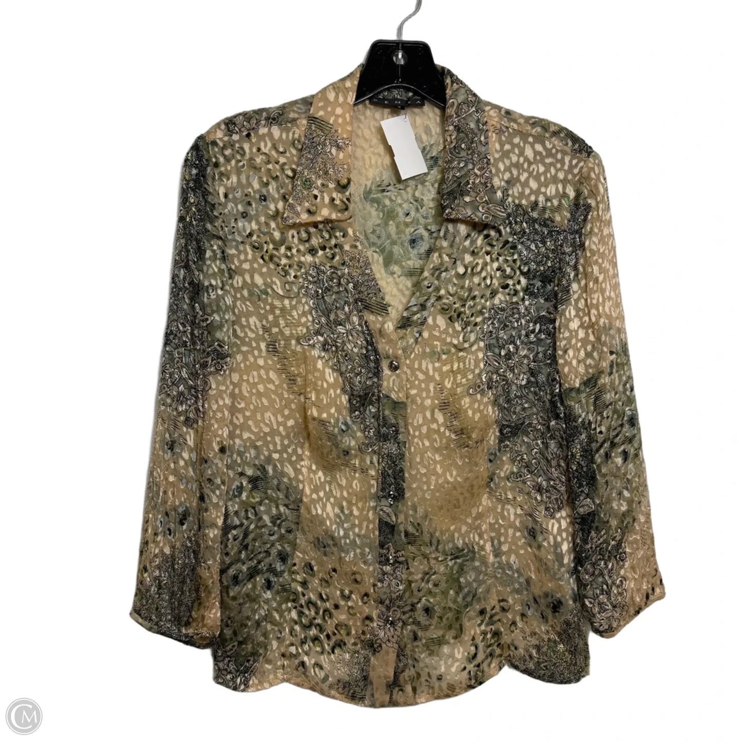 Top Long Sleeve By Clothes Mentor In Ivory, Size: L