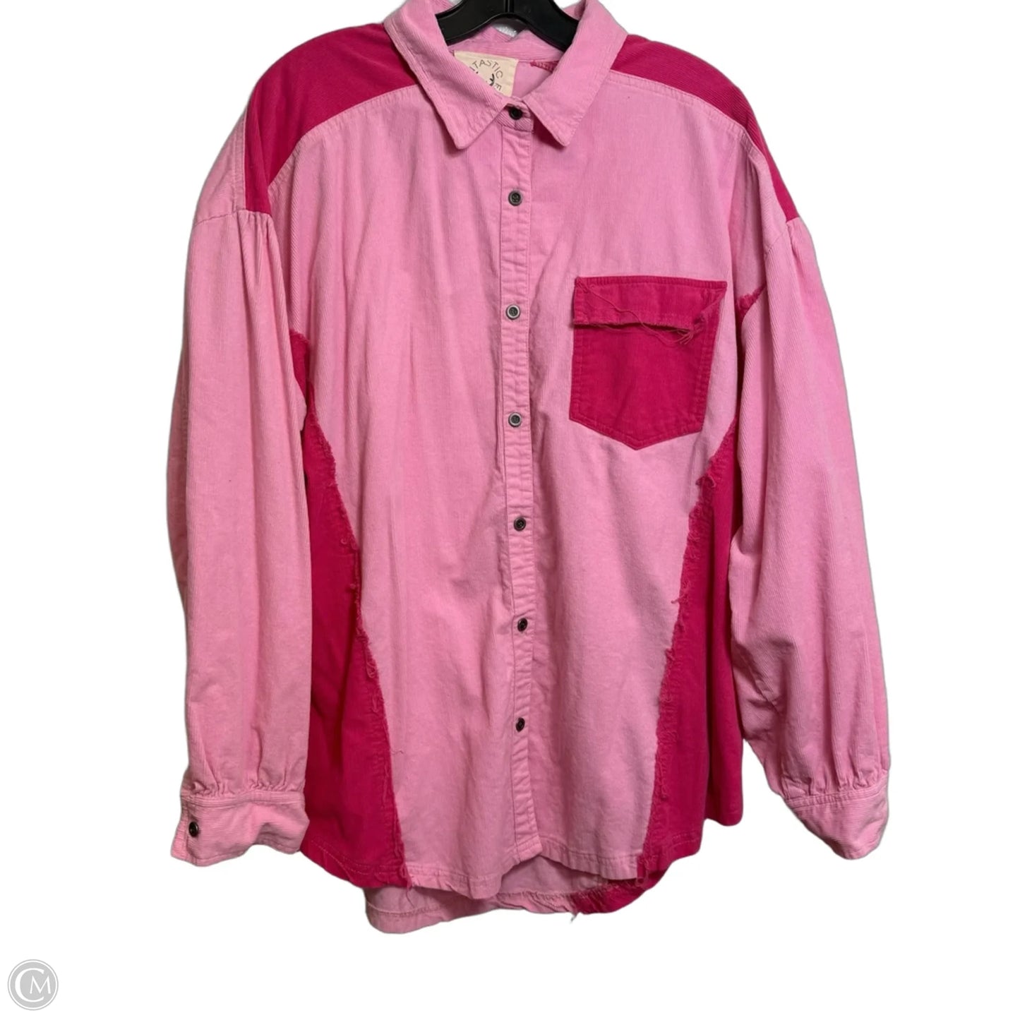 Jacket Shirt By Fantastic Fawn In Pink, Size: L
