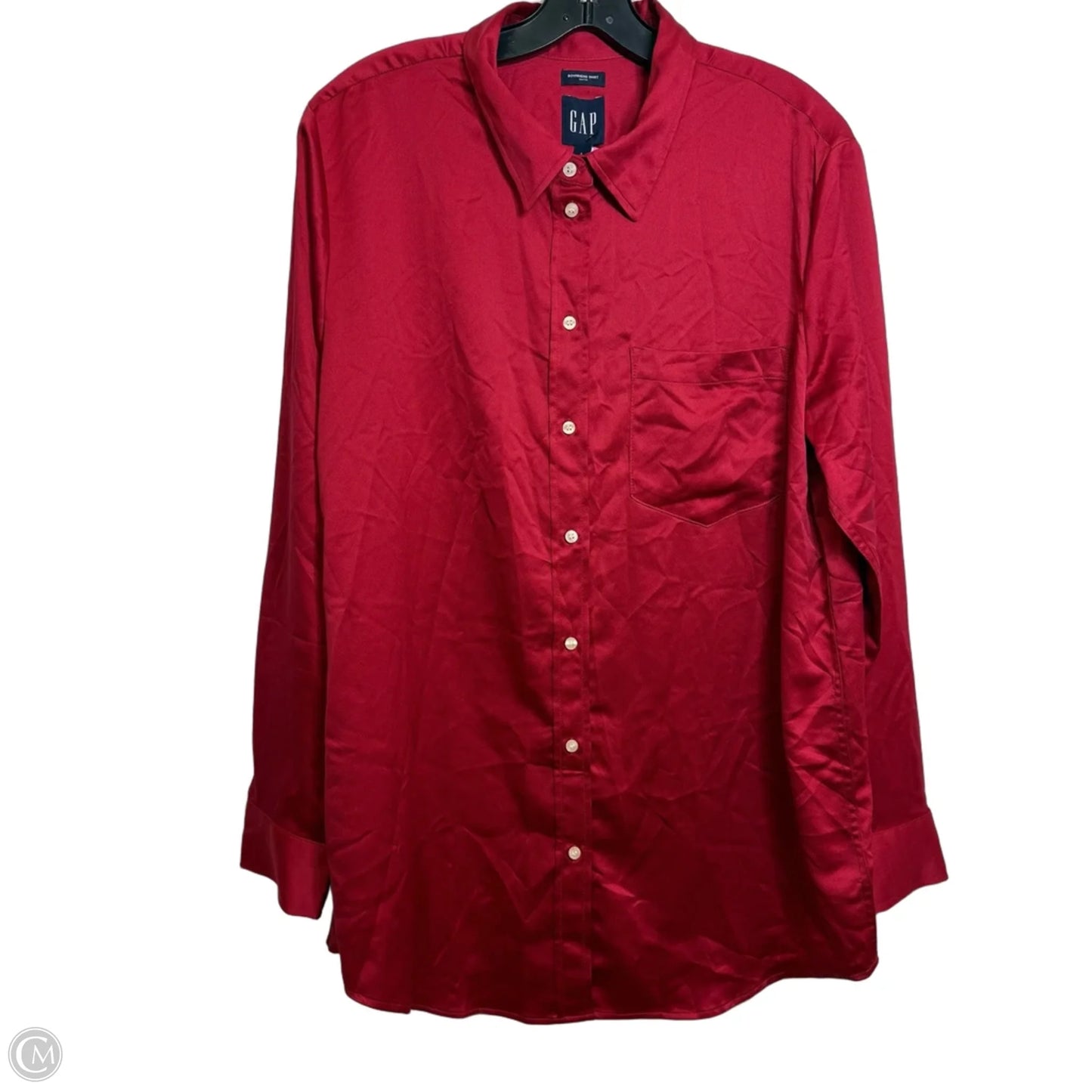 Boyfriend shirt Top Long Sleeve By Gap In Red, Size: L