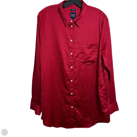 Boyfriend shirt Top Long Sleeve By Gap In Red, Size: L