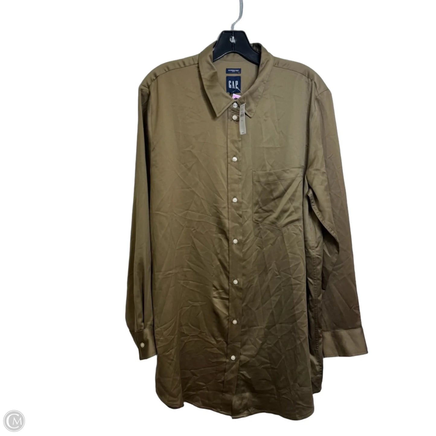 Boyfriend shirt Top Long Sleeve By Gap In Green, Size: L