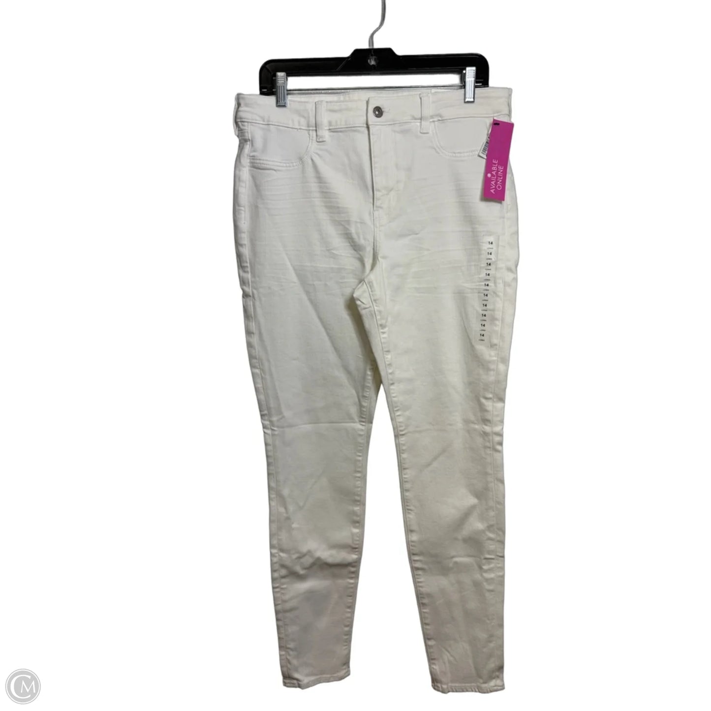 Jeans Skinny By American Eagle In White Denim, Size: 14