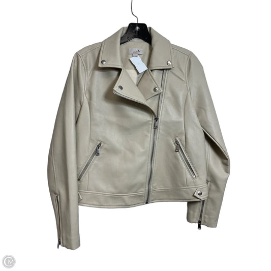 Jacket Moto By Loft In Beige, Size: Xs