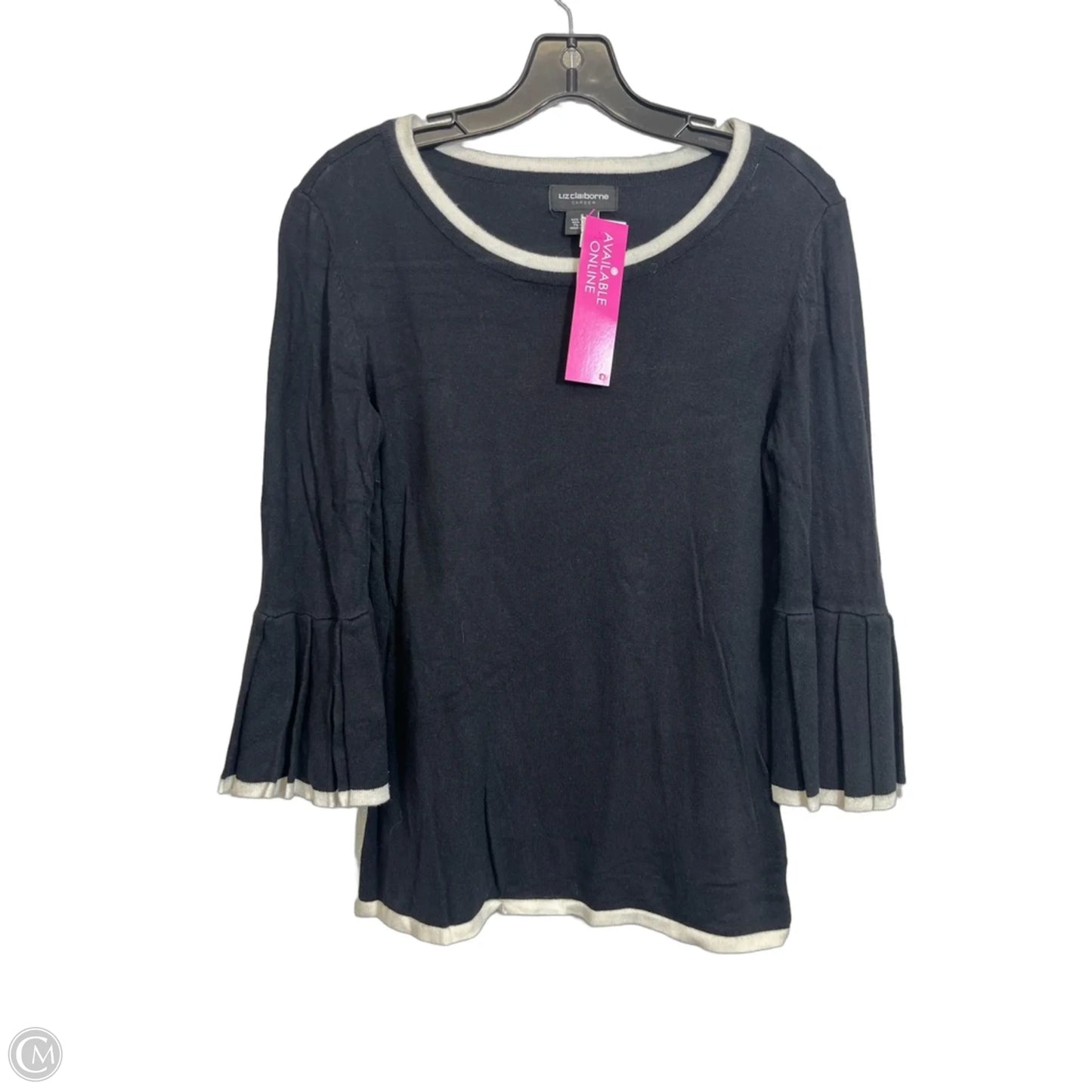 Top 3/4 Sleeve By Liz Claiborne In Black, Size: S