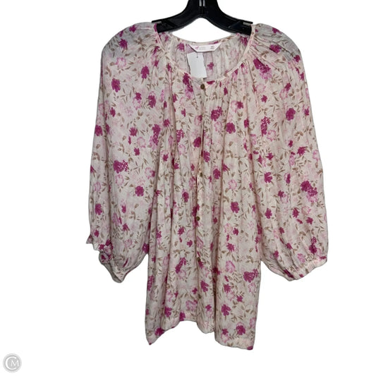 Top Short Sleeve By Lc Lauren Conrad In Floral Print, Size: Xxl