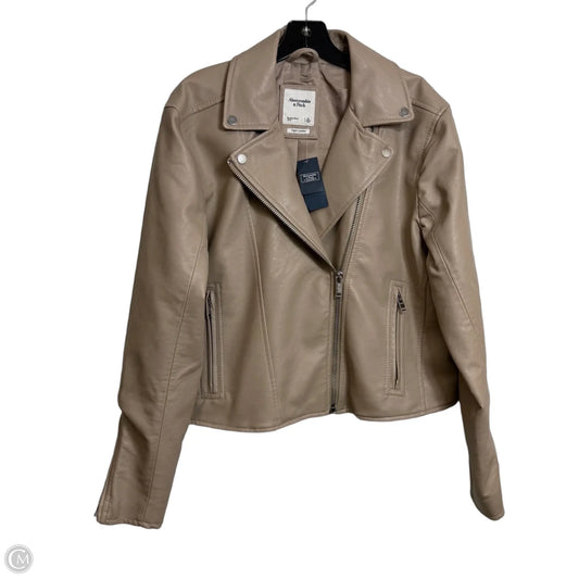 Jacket Moto By Abercrombie And Fitch In Taupe, Size: Xl