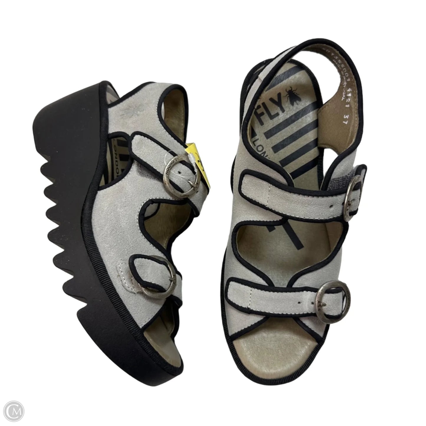 Sandals Heels Wedge By Fly London In Grey, Size: 37