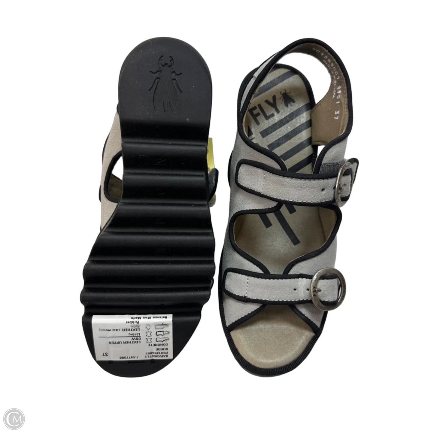 Sandals Heels Wedge By Fly London In Grey, Size: 37