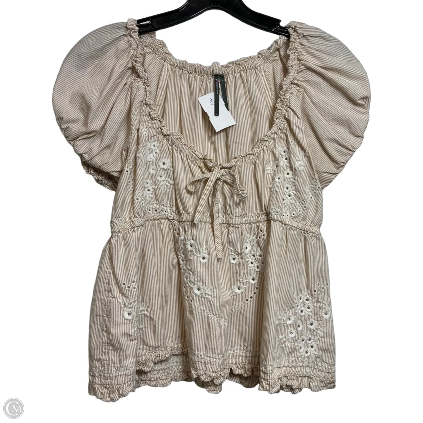 Top Short Sleeve By Anthropologie In Tan, Size: S