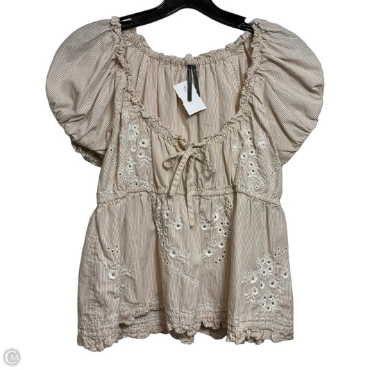 Top Short Sleeve By Anthropologie In Tan, Size: S