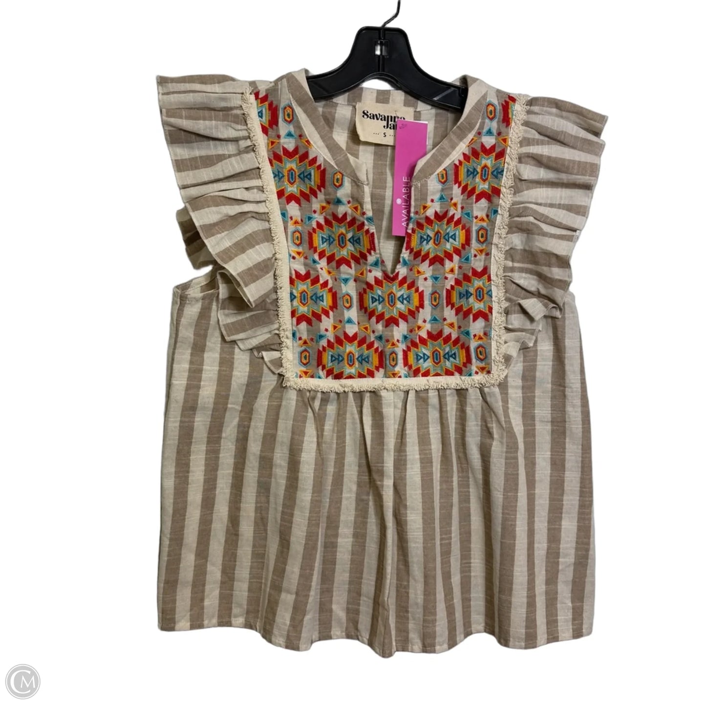 Top Sleeveless By Savanna Jane In Striped Pattern, Size: S