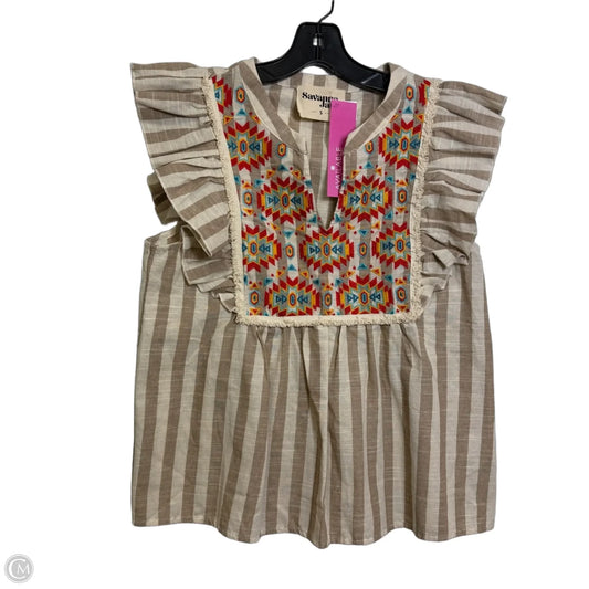 Top Sleeveless By Savanna Jane In Striped Pattern, Size: S