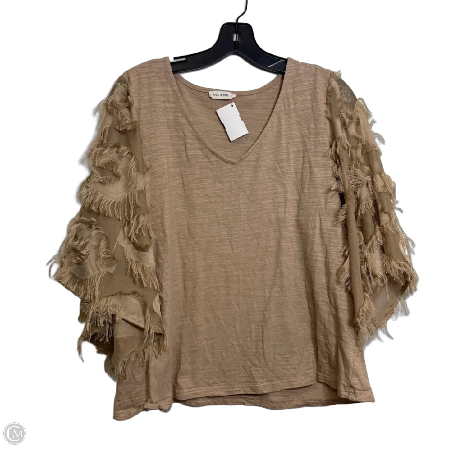 Top Short Sleeve By Clothes Mentor In Tan, Size: S