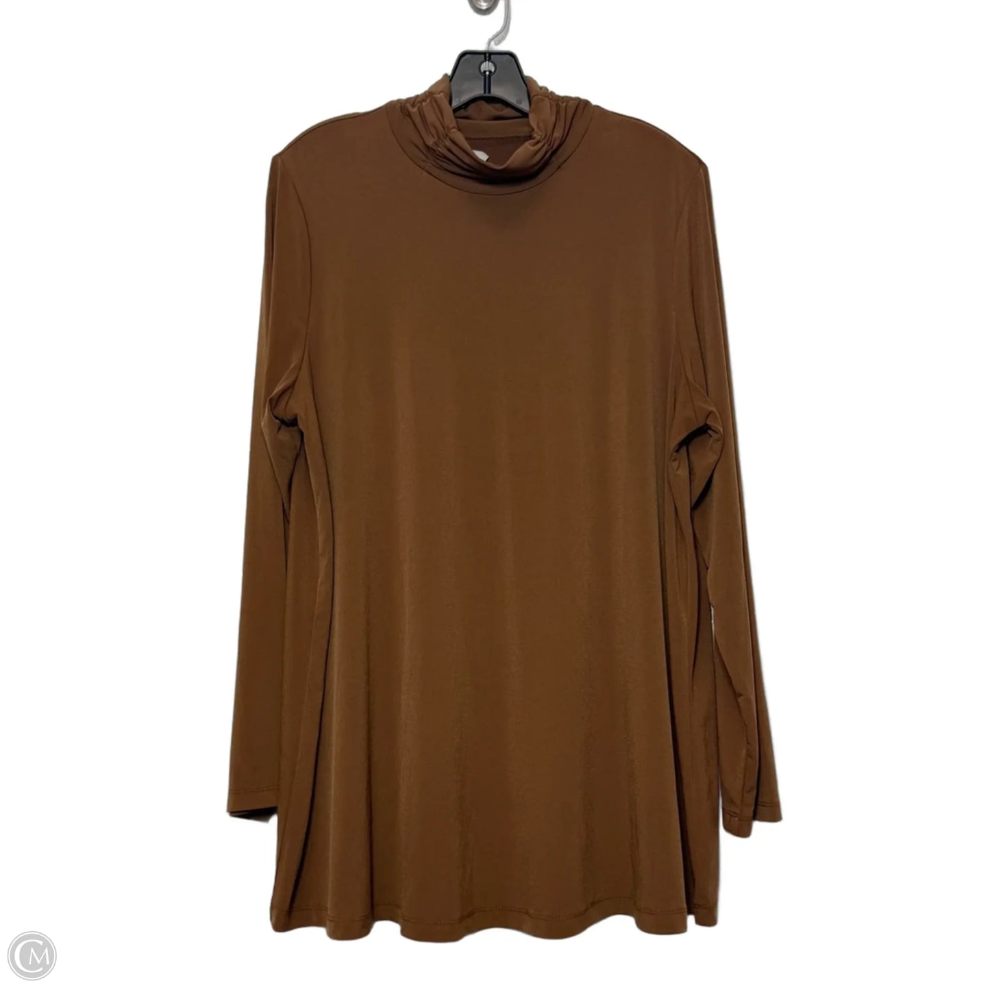 Top Long Sleeve By Susan Graver In Brown, Size: 1x