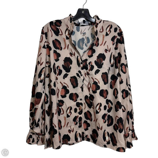 Top Long Sleeve By Eloquii In Animal Print, Size: 1x