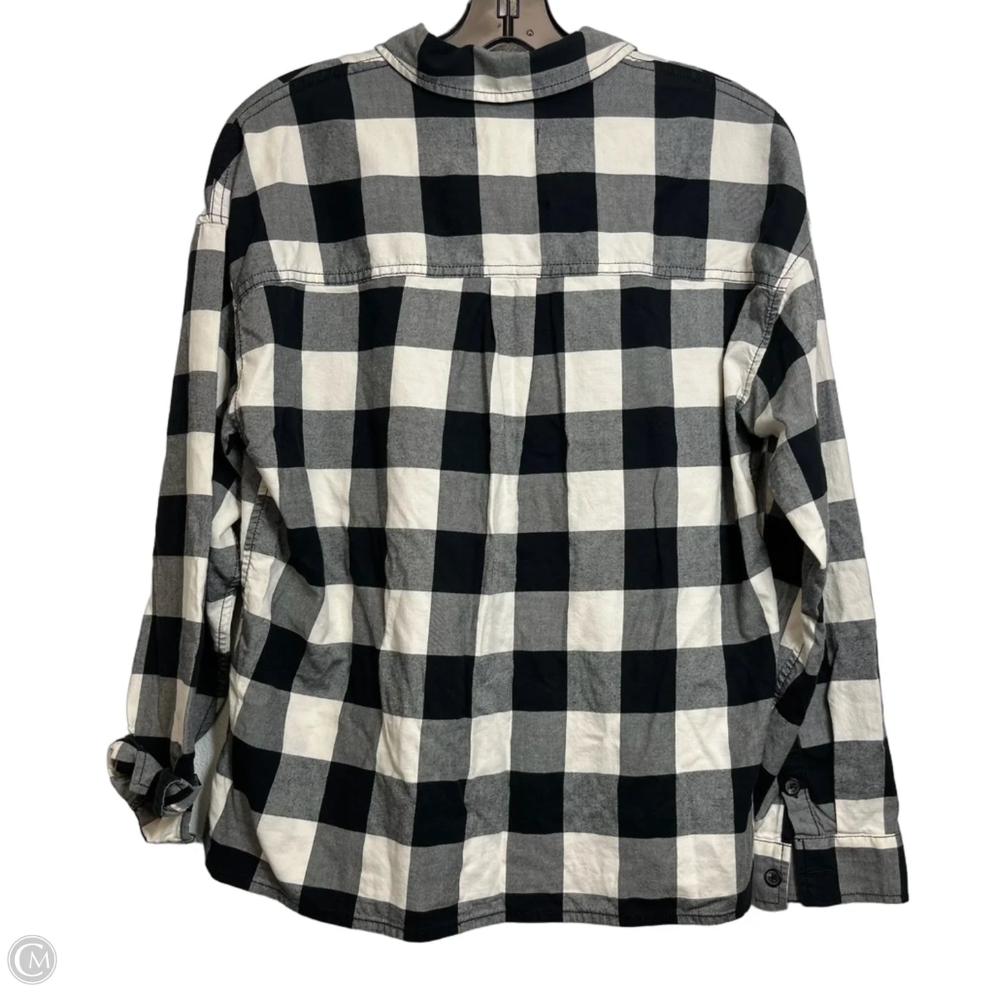 Top Long Sleeve By Madewell In Checkered Pattern, Size: M