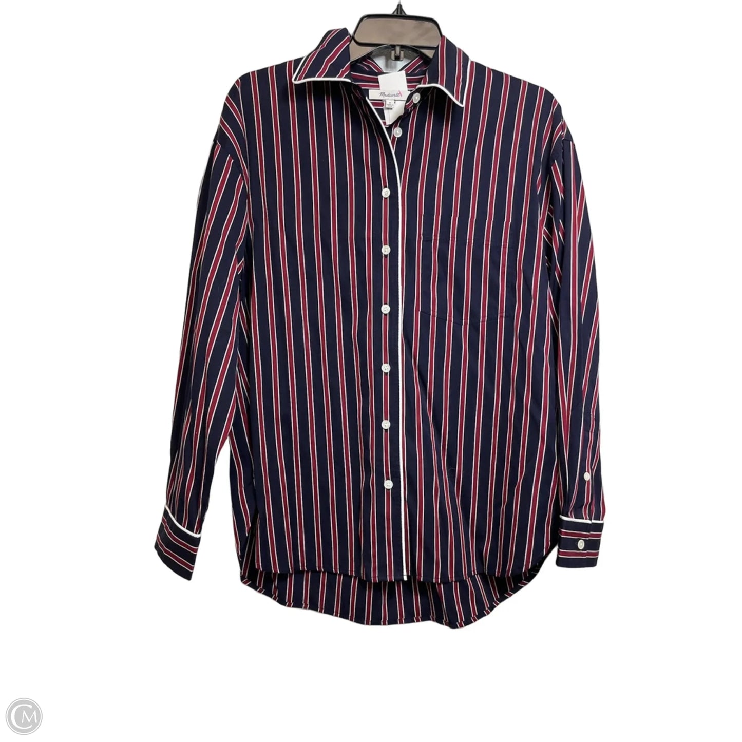 Top Long Sleeve By Madewell In Striped Pattern, Size: M