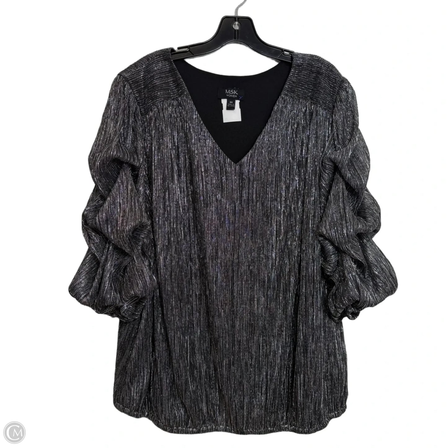 Top 3/4 Sleeve By Msk In Silver, Size: 3x