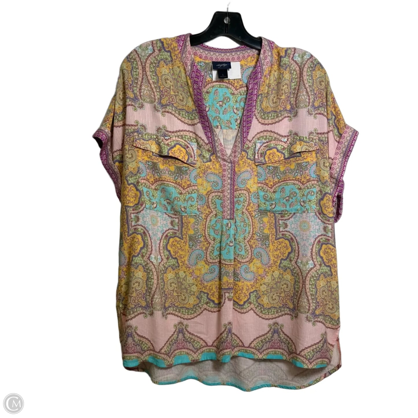 Top Short Sleeve By Daytrip In Pink, Size: L