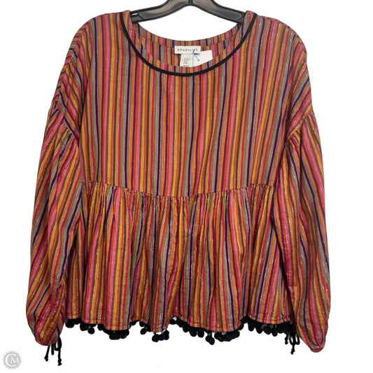 Top Long Sleeve By Amaryllis In Multi-colored, Size: M
