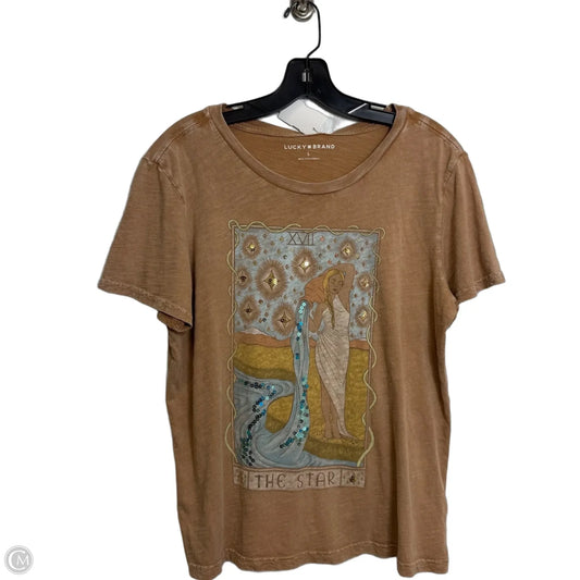 Top Short Sleeve By Clothes Mentor In Tan, Size: L