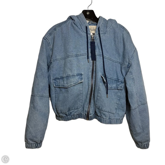 Jacket Faux Fur & Sherpa By Clothes Mentor In Blue Denim, Size: L