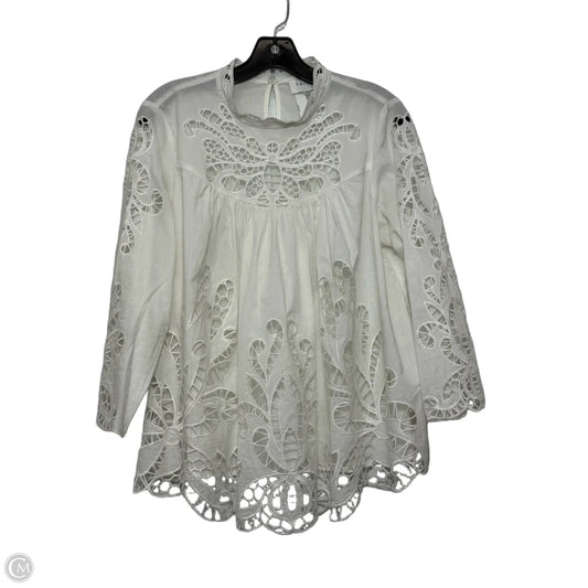 Top Long Sleeve By Anthropologie In White, Size: M