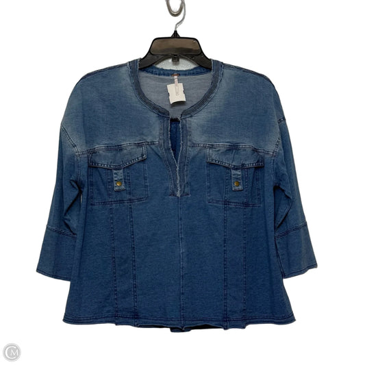 Top 3/4 Sleeve By Free People In Blue Denim, Size: S