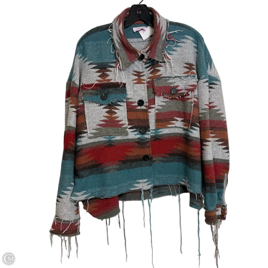 Jacket Shirt By Pink Lily In Multi-colored, Size: M