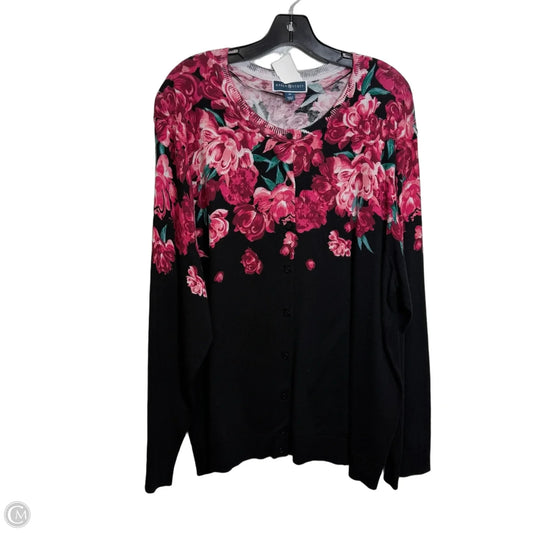 Cardigan By Karen Scott In Floral Print, Size: 3x