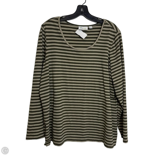 Top Long Sleeve Basic By Denim And Co Qvc In Striped Pattern, Size: 1x