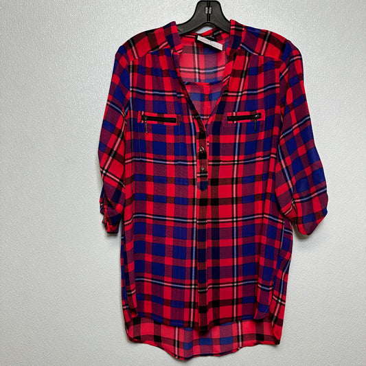 Top 3/4 Sleeve By My Michelle In Plaid, Size: M