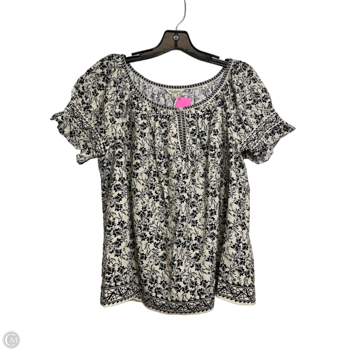 Top Short Sleeve By Max Studio In Black & White, Size: S