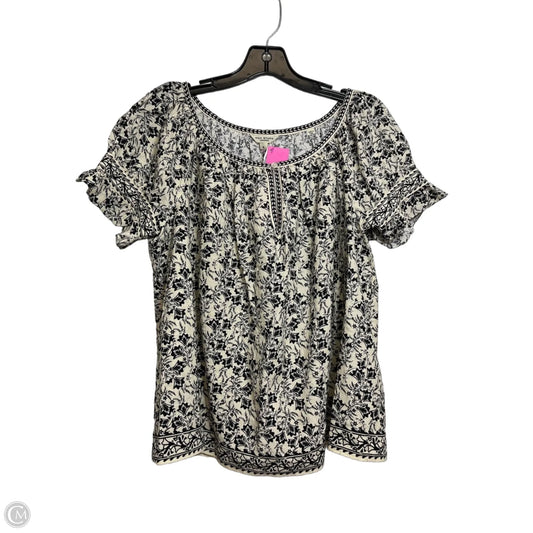 Top Short Sleeve By Max Studio In Black & White, Size: S