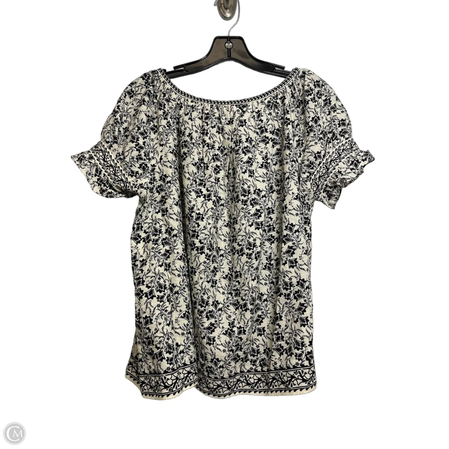 Top Short Sleeve By Max Studio In Black & White, Size: S