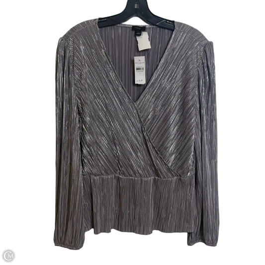Top Long Sleeve By Ann Taylor In Silver, Size: L