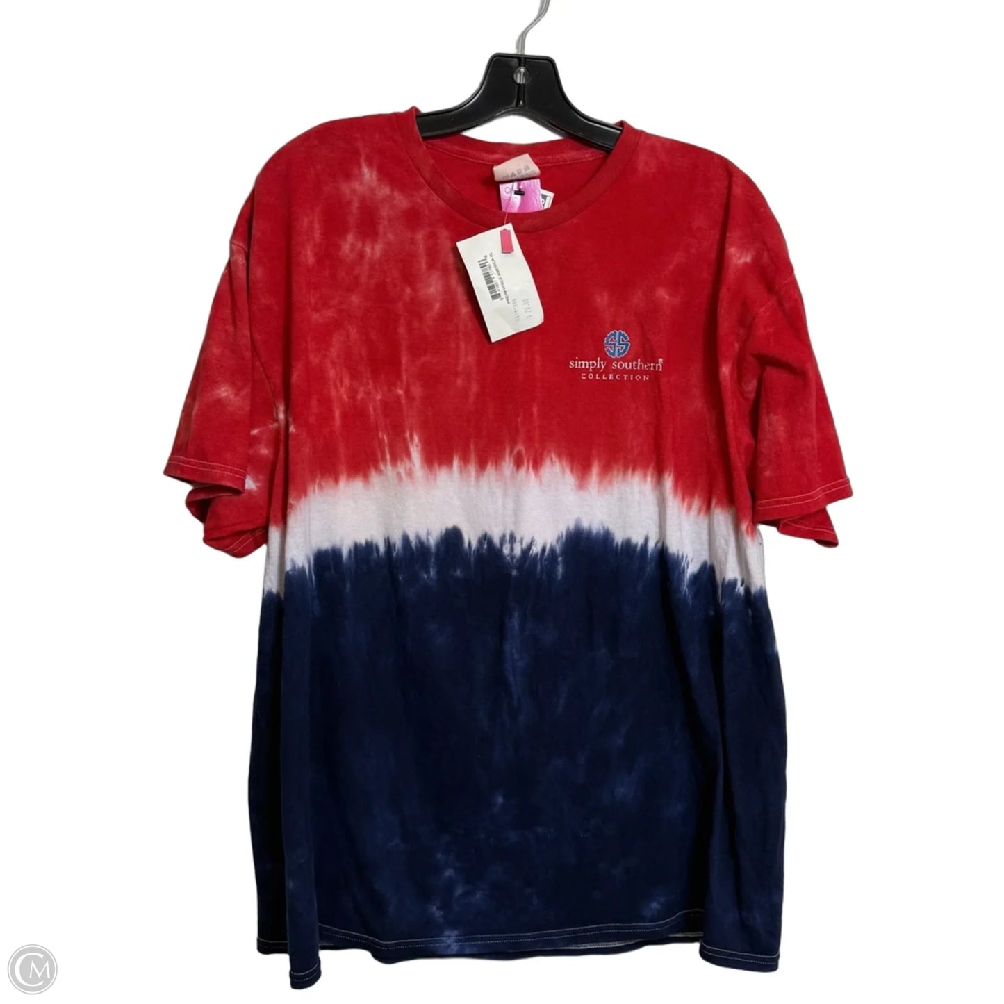 Top Short Sleeve By Simply Southern In Blue & Red & White, Size: Xl