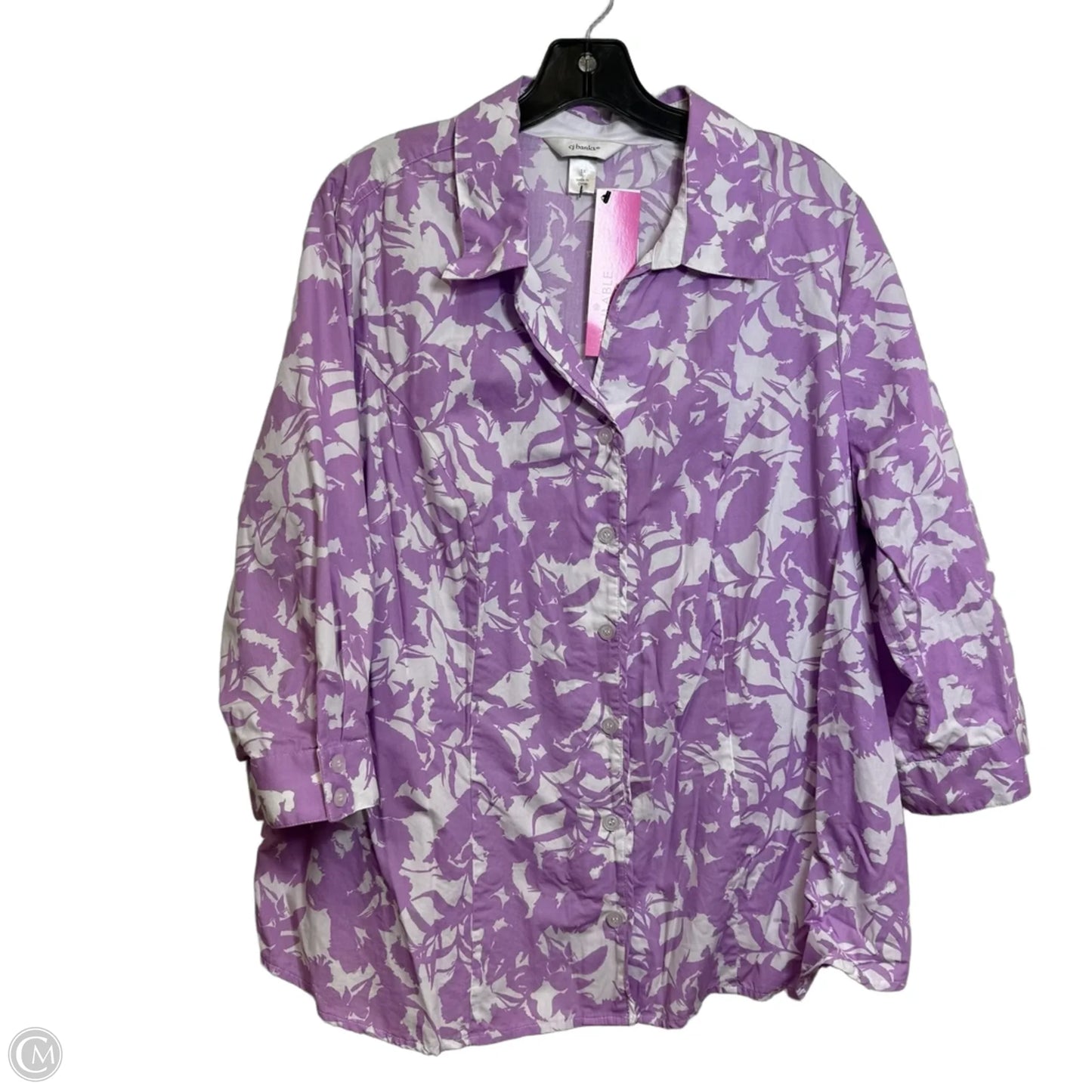 Top 3/4 Sleeve By Cj Banks In Purple, Size: 1x