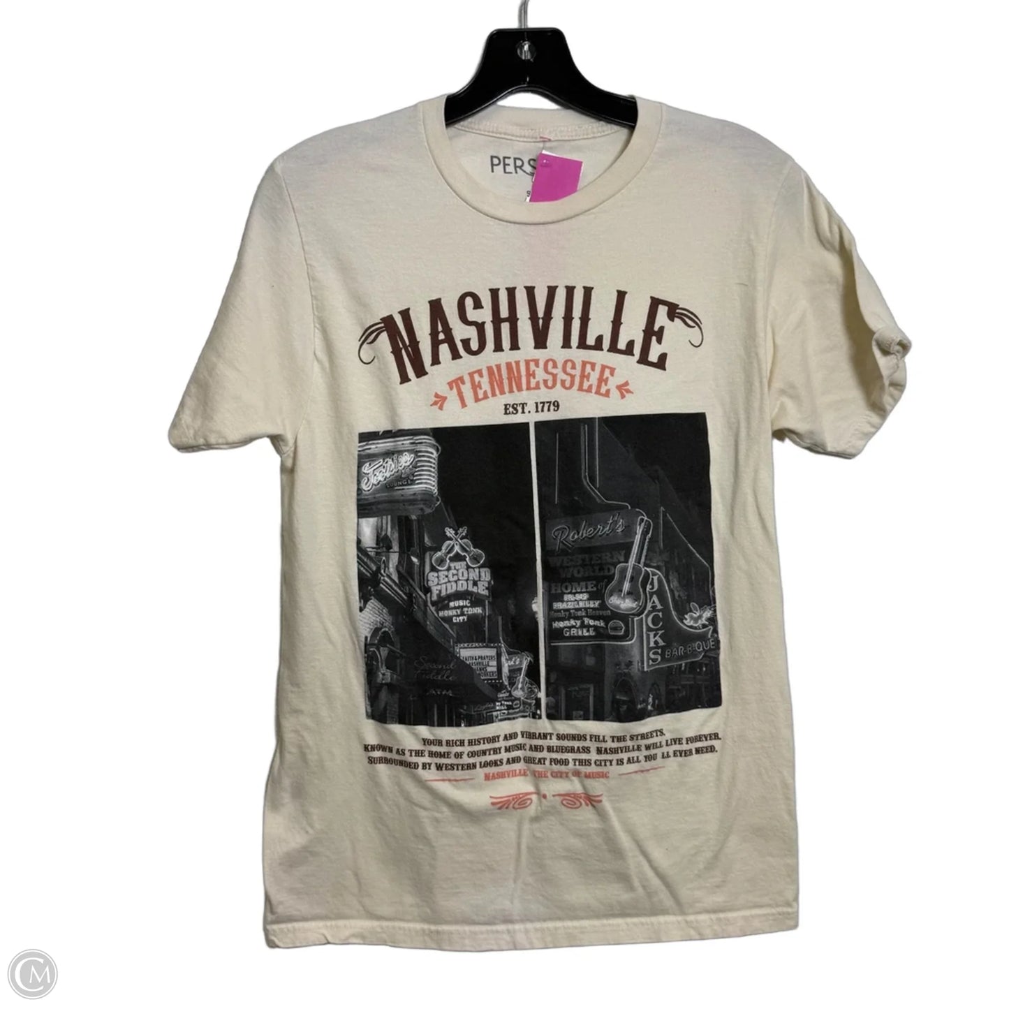 Top Short Sleeve By Clothes Mentor In Cream, Size: S