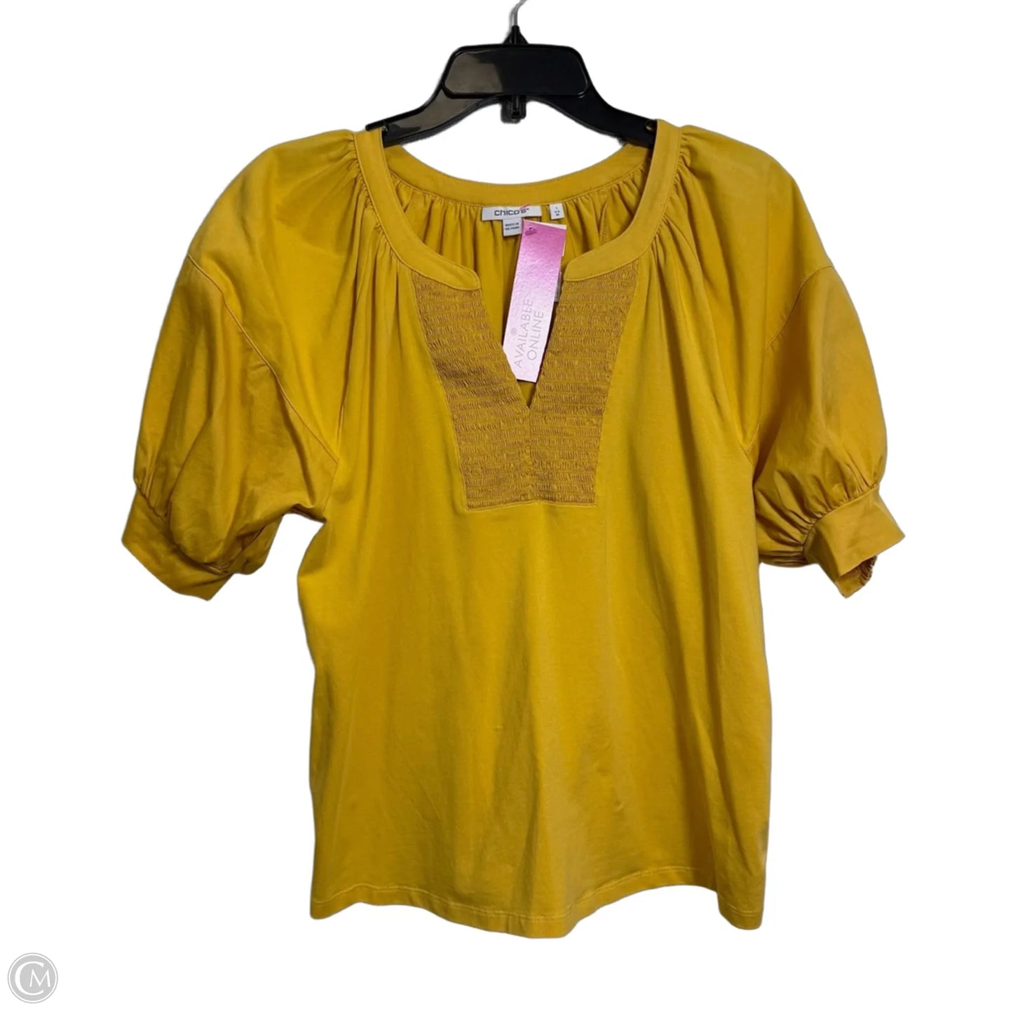 Top Short Sleeve By Chicos In Yellow, Size: S