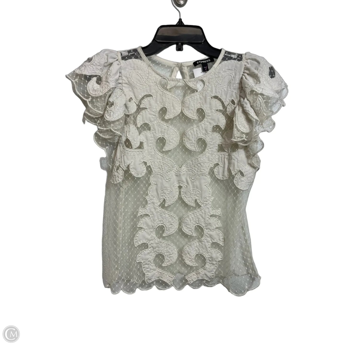 Top Short Sleeve By Express In White, Size: Xs