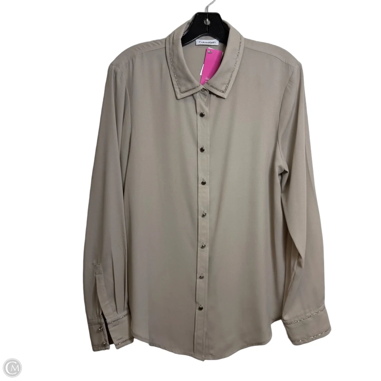 Top Long Sleeve By Calvin Klein In Grey, Size: L