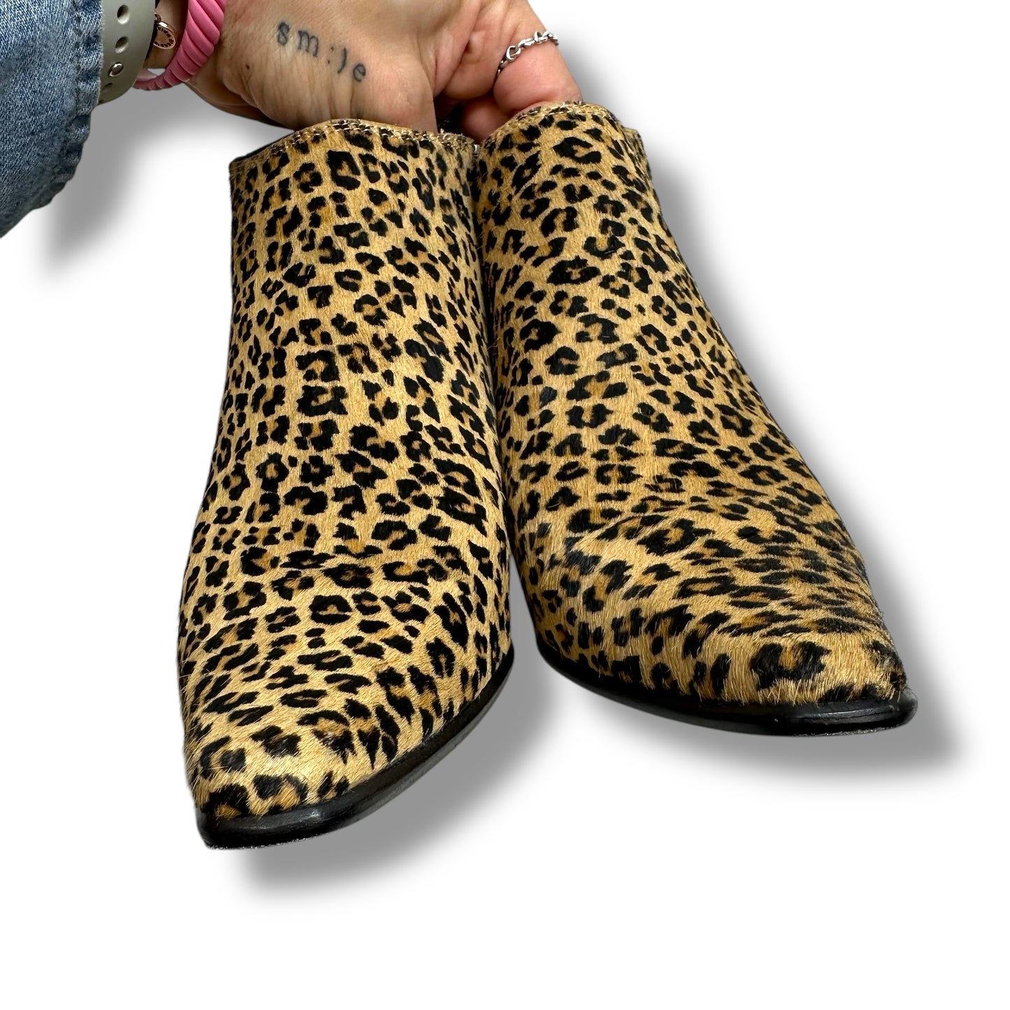 Boots Ankle Heels By Donald Pliner In Animal Print, Size: 7.5