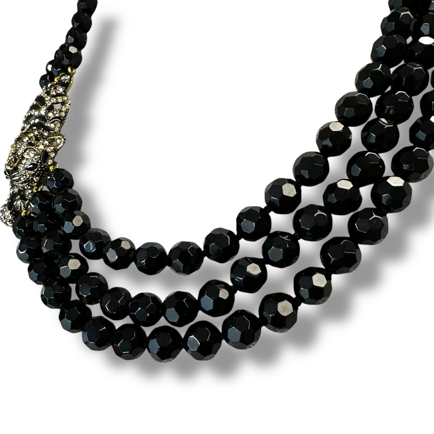 Beaded Rhinestone Tiger Tigress Statement Necklace Choker & Collar By HEIDI DAUS