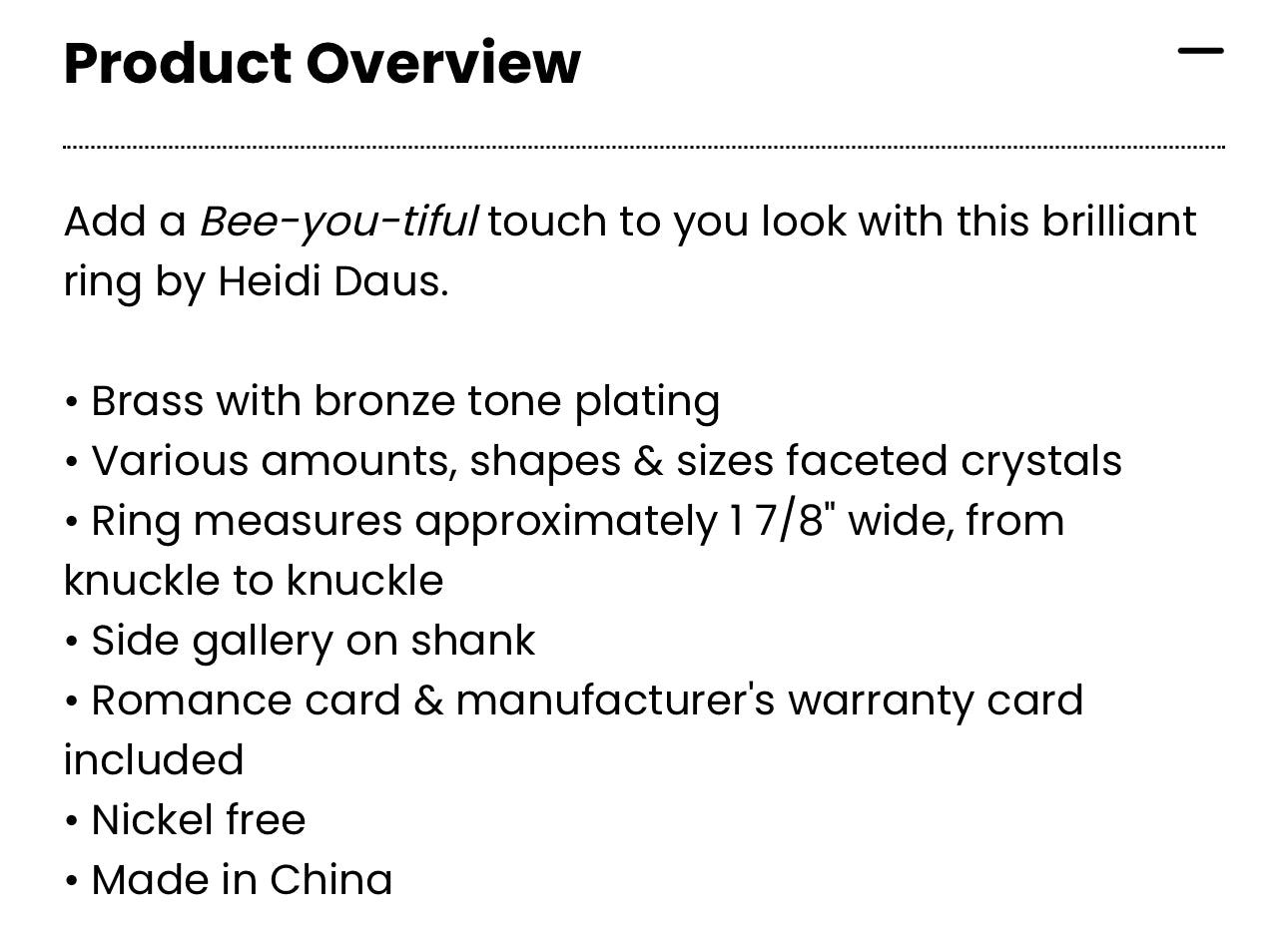 Bee-Uteous Ring By HEIDI DAUS