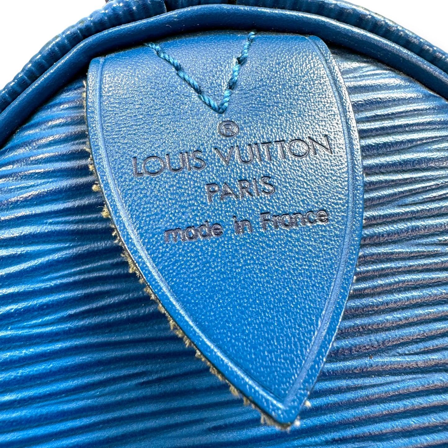 Blue Epi Leather Speedy 25 Handbag Luxury Designer By Louis Vuitton, Size: Medium