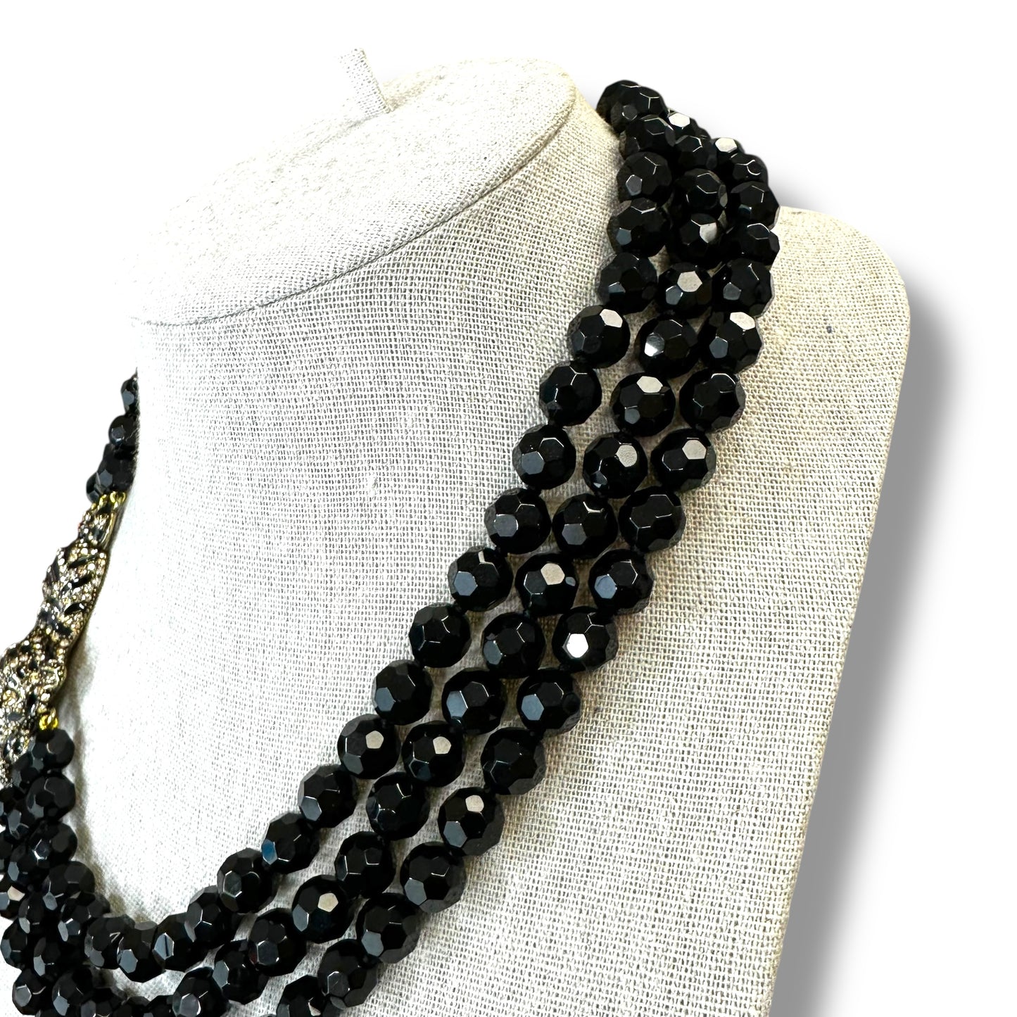 Beaded Rhinestone Tiger Tigress Statement Necklace Choker & Collar By HEIDI DAUS