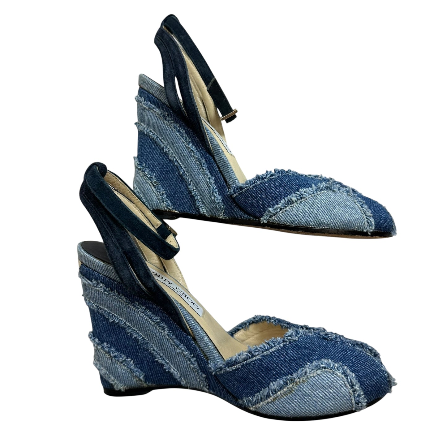 Sandals Luxury Designer By Jimmy Choo In Blue Denim, Size: 6